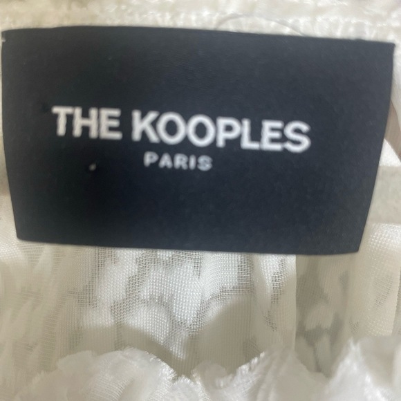 The Kooples White Sheer Velvet Button Top Blouse Flock Leo size S NWT $258 - Picture 5 of 11